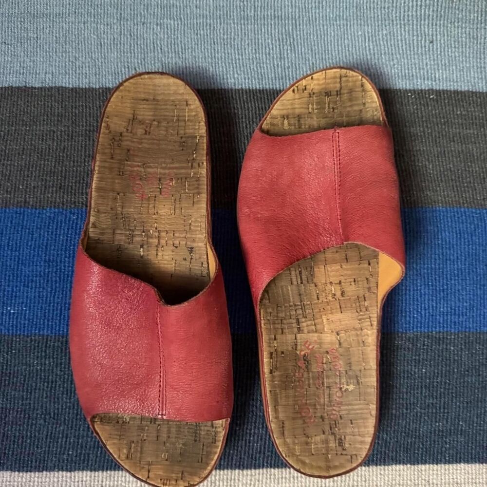 Kork Ease Tutsi Red Leather Slide Sandal Size 8